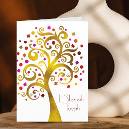 Tarjeta Rosh Hashanah Árbol de vida moderno de Relieve met