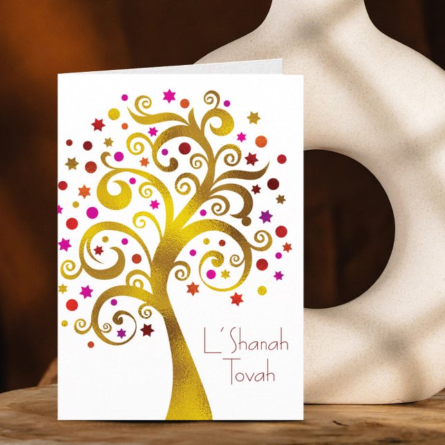 Tarjeta Rosh Hashanah Árbol de vida moderno de Relieve met (Subido por el creador)