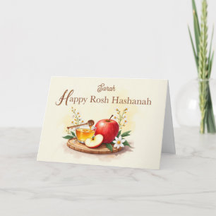 Tarjeta Rosh Hashanah personaliza las flores de manzana y 