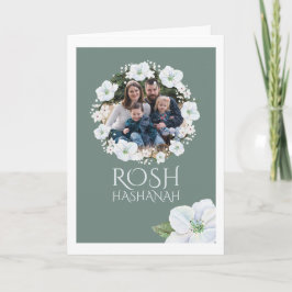 Tarjeta Rosh Hashanah White Apple Blossom Wreath Photo