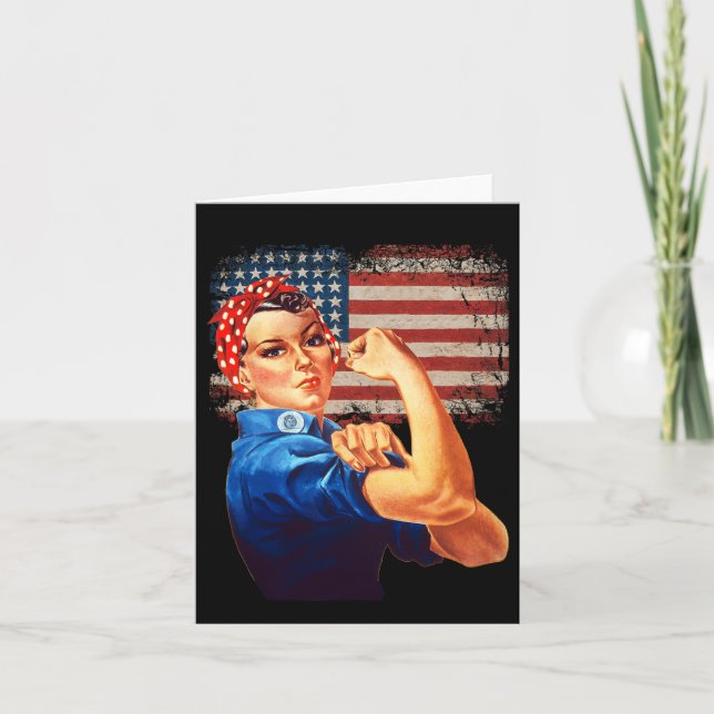 Tarjeta Rosie The Riveter La Bandera Estadounidense Usa Ro (Anverso)