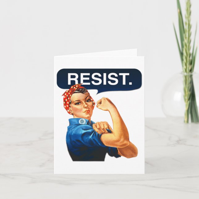 Tarjeta Rosie The Riveter Resist (Anverso)