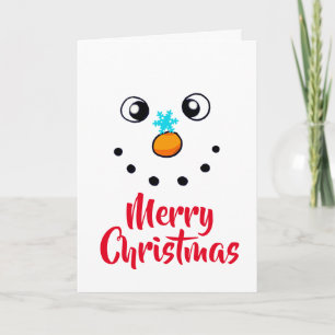 Tarjeta Rostro de muñeco de nieve festivo Feliz Navidad