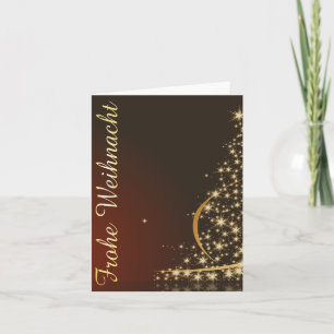 Tarjeta Rotes Weihnachtsmotiv mit goldenem Weihnachtsbaum