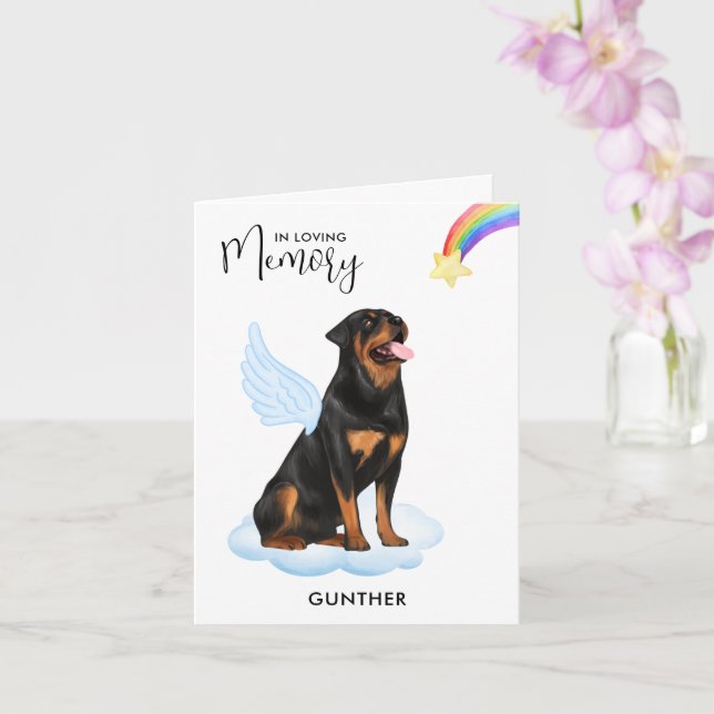 Tarjeta Rottweiler Angel Dog Memorial Mascota Pérdida Simp (Orquídea)