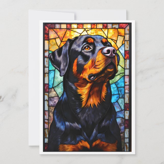 Tarjeta Rottweiler de estilo vidrio emplomado (Anverso)