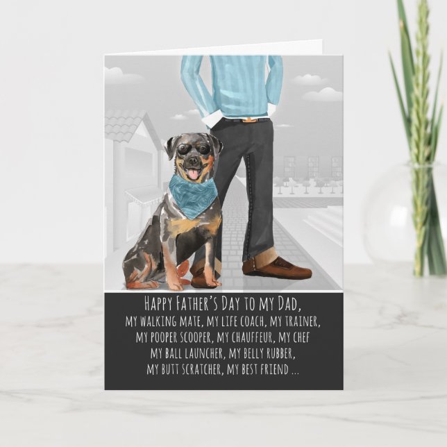 Tarjeta Rottweiler de The Dog Father's Day Funny (Anverso)