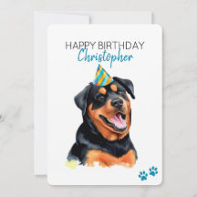 Rottweiler Dog Personalizado Feliz Cumpleaños