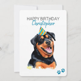 Tarjeta Rottweiler Dog Personalizado Feliz Cumpleaños