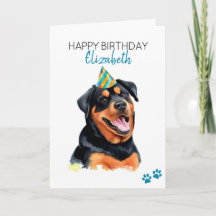 Rottweiler Dog Personalizado Feliz Cumpleaños