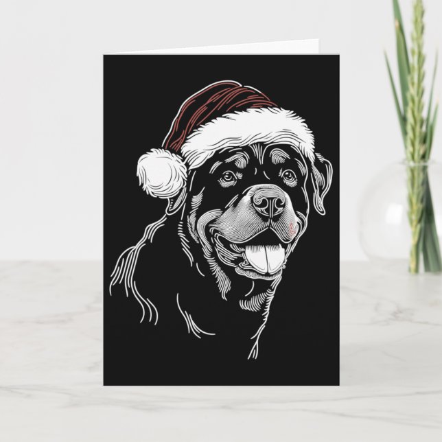 Tarjeta Rottweiler Dog Santa Hat Christmas Xmas Pajama  (Anverso)