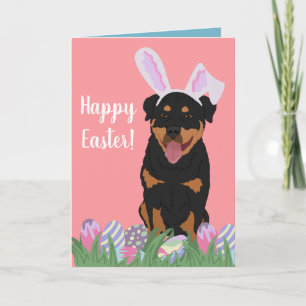 Tarjeta Rottweiler Easter Bunny