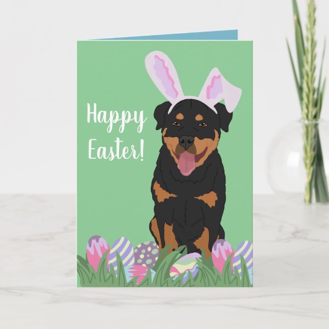 Tarjeta Rottweiler Easter Bunny (Anverso)