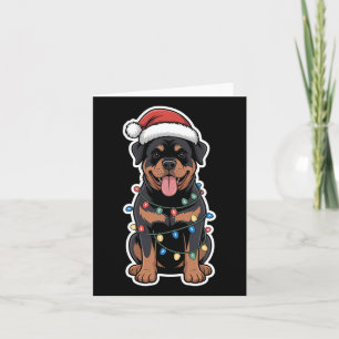 Tarjeta Rottweiler Envuelto En Luces Navidades