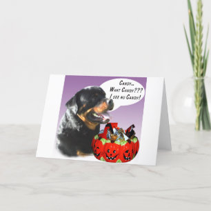Tarjeta Rottweiler Halloween Candy