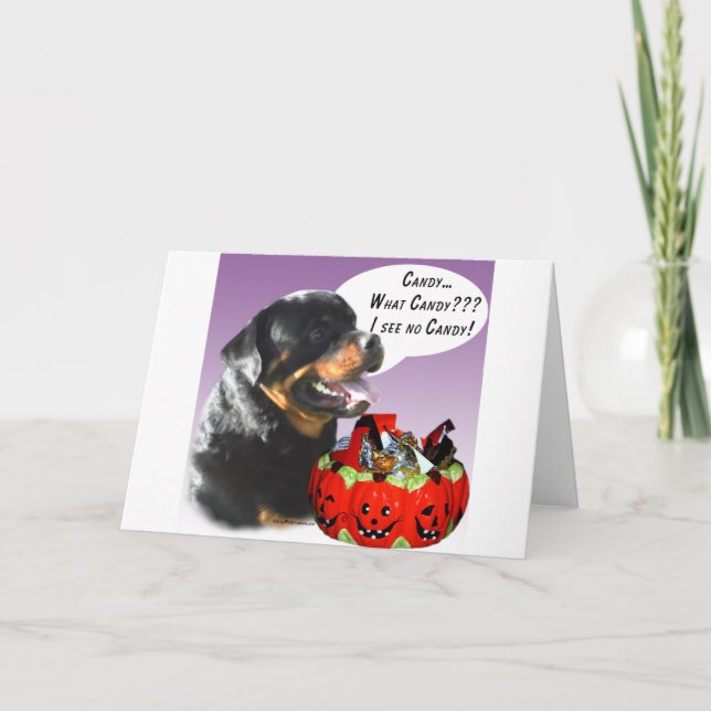 Tarjeta Rottweiler Halloween Candy (Anverso)