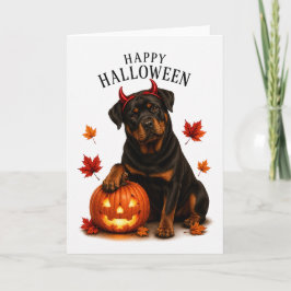 Tarjeta Rottweiler Halloween Perro Diablo
