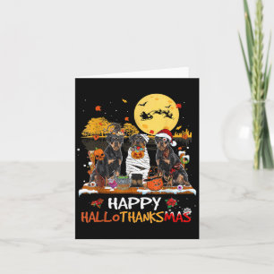 Tarjeta Rottweiler Happy Hallothanksmas Halloween Thanksgi