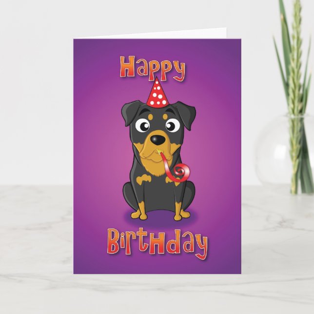 Tarjeta rottweiler - hat&whistle - feliz cumpleaños (Anverso)