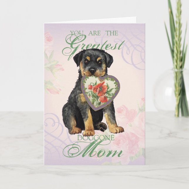 Tarjeta Rottweiler Heart Mom (Anverso)