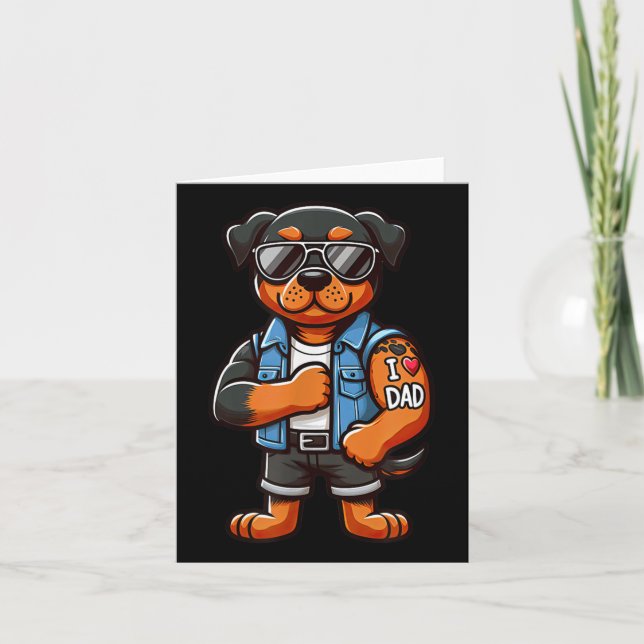 Tarjeta Rottweiler I Love Dad Funny Dog Tattoo (Anverso)