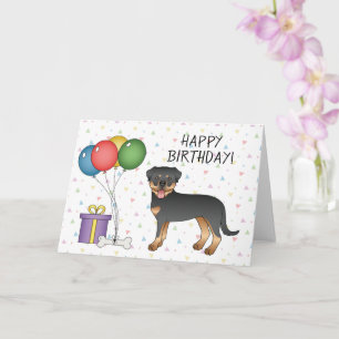 Tarjeta Rottweiler negro y marrón perro lindo - Feliz cump
