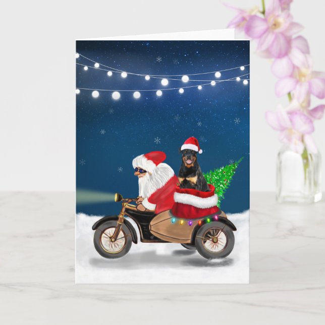 Tarjeta Rottweiler Perro Navidad Santa Claus   (Orquídea)