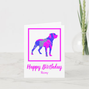 Tarjeta Rottweiler Pink Dog Sillhouette Funny Cumpleaños