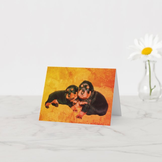 Tarjeta Rottweiler Puppies Dog Art Blank Note Card (Planta pequeña)