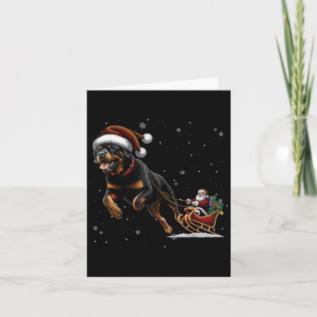 Tarjeta Rottweiler Santa Christmas Tree Lights Ugly Pajama (Anverso)