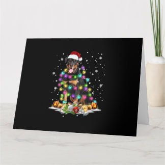 Tarjeta Rottweiler Santa Luces Árbol de Navidad Navidad