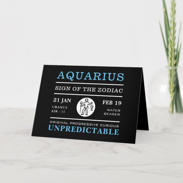 Tarjeta Rótulo acuario del Zodiaco, Astrológico (Anverso)