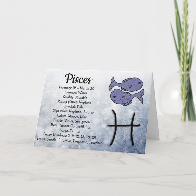 Tarjeta Rótulo astrológico de Piscis del feliz cumpleaños (Anverso)
