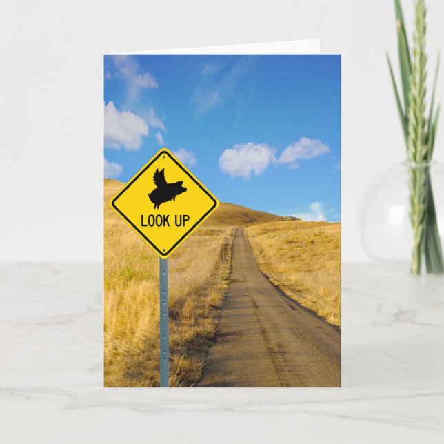 Tarjeta Rótulo de cerdo volador (Anverso)