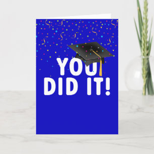 Tarjeta Rótulo de graduación y Gorra en Confetti
