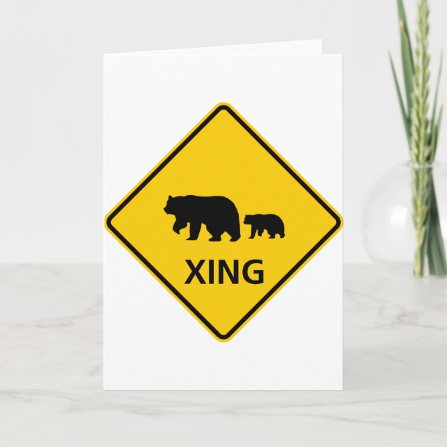 Tarjeta Rótulo de la carretera de la travesía del oso (Anverso)