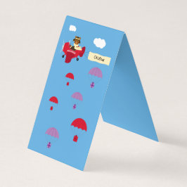 Tarjeta Rótulo de mesa de regalo rojo del piloto de Oso de