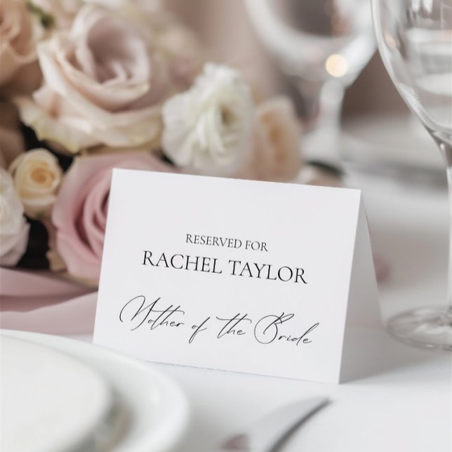 Tarjeta Rótulo de mesa reservada para caligrafía blanca y  (Black & White Calligraphy Reserved Tabletop Sign Card)