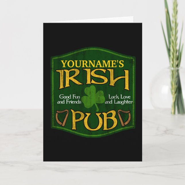 Tarjeta Rótulo de pub irlandés personalizado (Anverso)