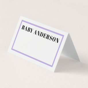 Tarjeta Rótulo de tabla Baby Shower Purple Gingham Plaid