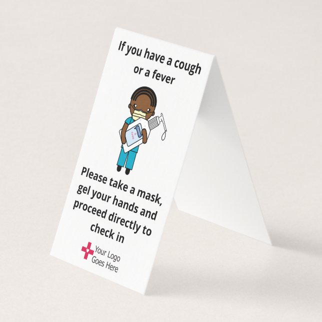 Tarjeta Rótulo Gel y Máscara de la Oficina Clínica (Anverso)