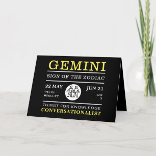 Tarjeta Rótulo Gemini del Zodiaco, Astrológico