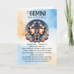 Tarjeta Rótulo Horoscopio Gemini   Cumpleaños