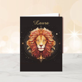 Tarjeta Rótulo Leo Birthday Zodiac de julio a agosto