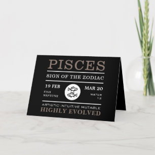 Tarjeta Rótulo Pisces del Zodiac, Astrológico