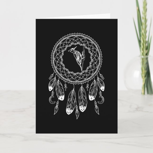 Tarjeta Rótulo zodiaco nativo americano Woodpecker (Anverso)
