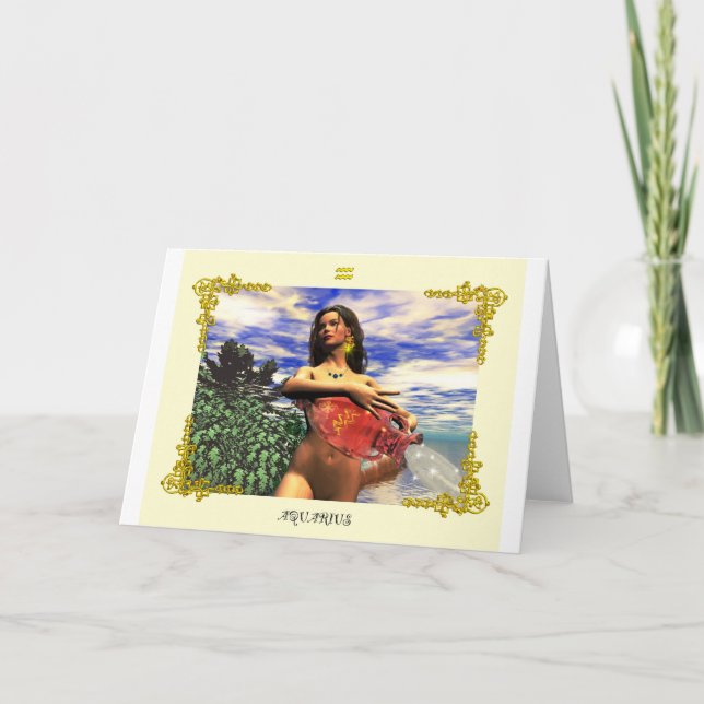 Tarjeta Rótulos DE CUMPLEAÑOS DE ZODIAC / AQUARIUS (Anverso)