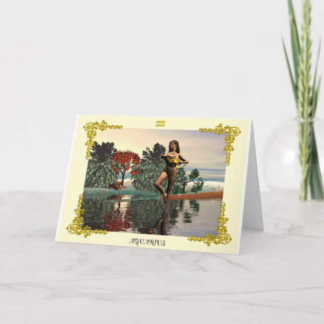 Tarjeta Rótulos DE CUMPLEAÑOS DE ZODIAC / AQUARIUS (Anverso)