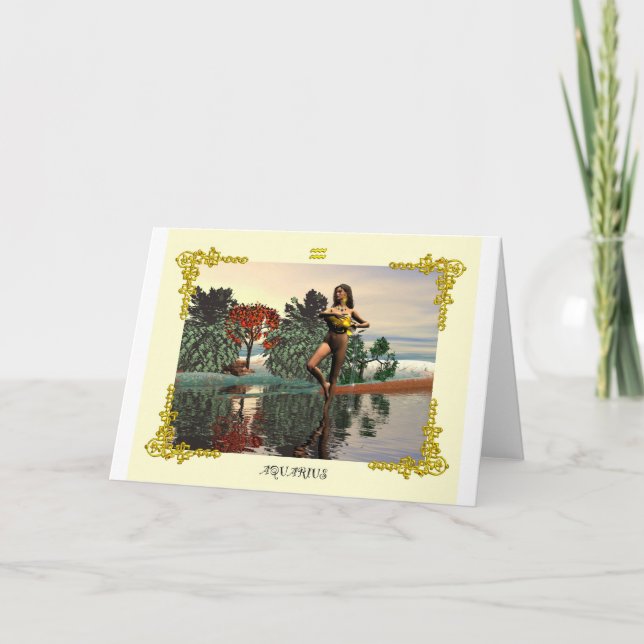 Tarjeta Rótulos DE CUMPLEAÑOS DE ZODIAC / AQUARIUS (Anverso)