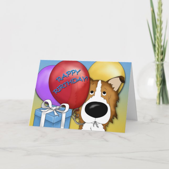 Tarjeta Rough Collie Birthday Card (Anverso)